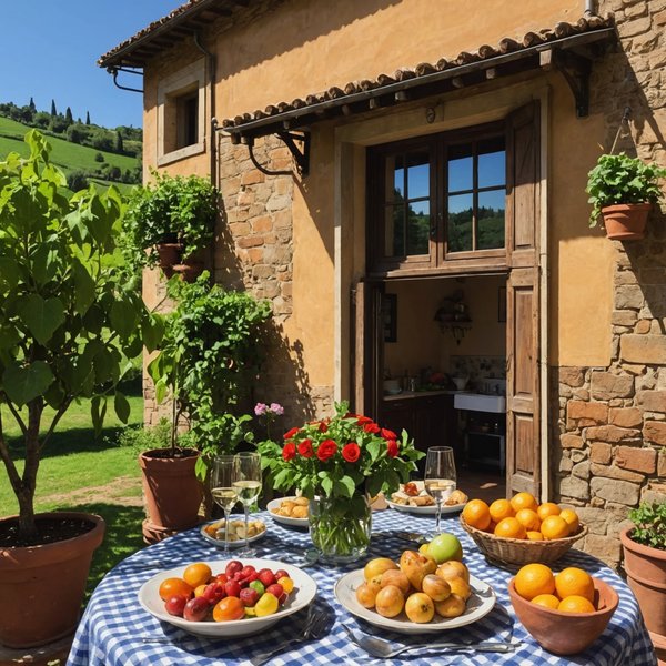 Où trouver une location de vacances en Toscane avec des cours de cuisine végétarienne et des visites de fermes locales?